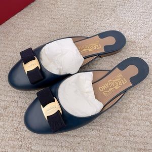 Salvatore Ferragamo Blue Emile Slides